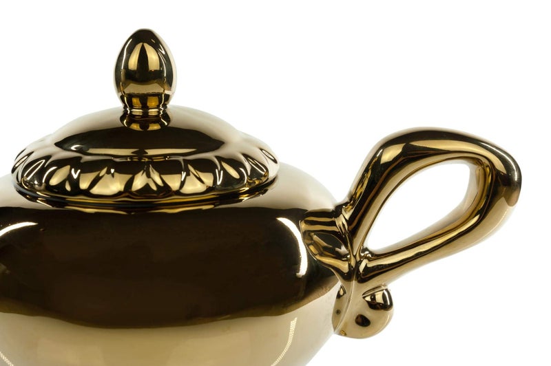 Aladdin Disney's Aladdin Golden Genie Lamp Ceramic 32 Ounce Teapot Beautiful Magical Tea Brewing Kettle Whimsical Polished Hot Beverage Serving Crock With Lid - Image 4